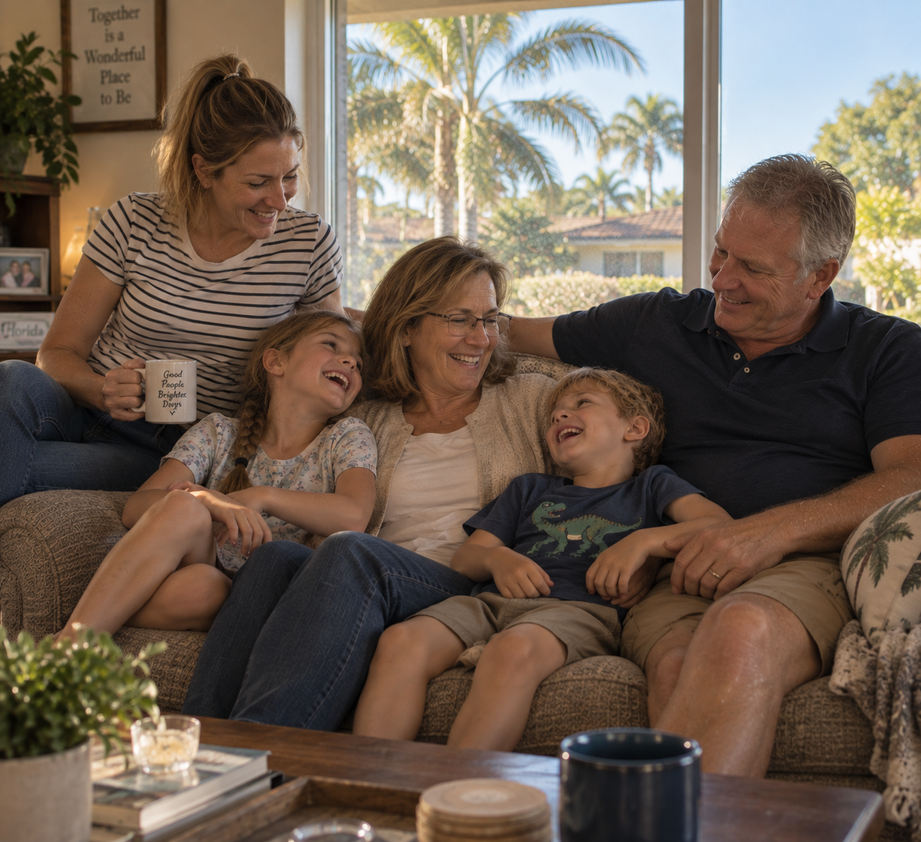 The Reynolds family together, safe and at ease